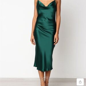 Petal & Pup Teal Satin Midi Dress